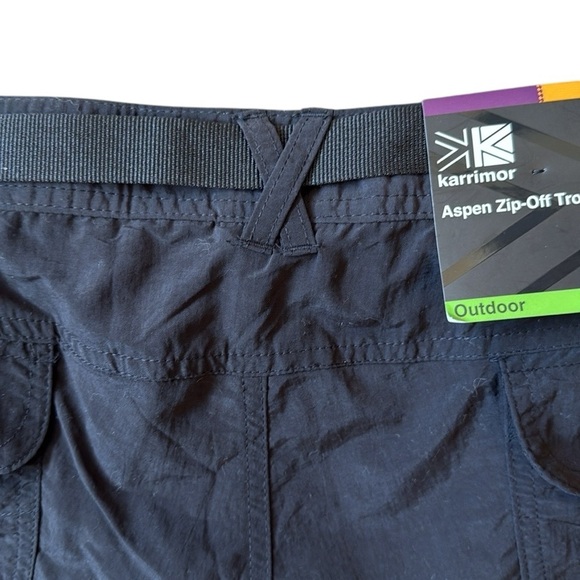 New Karrimor Aspen Zip-Off Convertible Roll Up Pant Black Belt Lightweight US10 - Picture 8 of 16